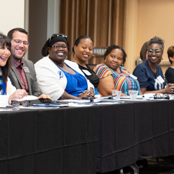 President Philomena V. Mantella addresses members of the faculty and staff affinity groups.
