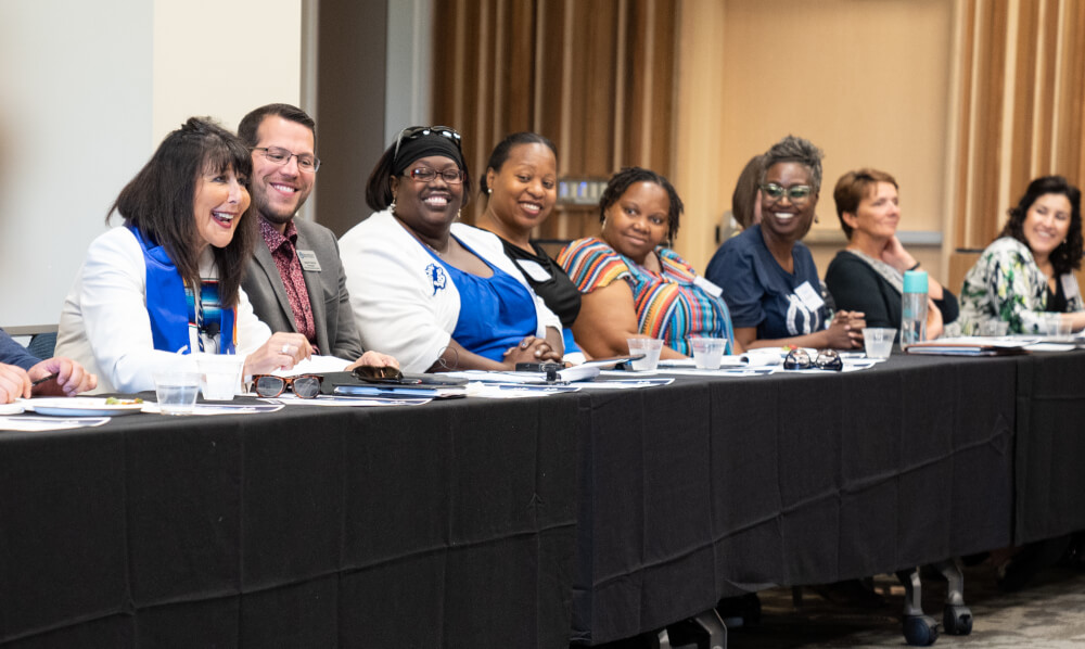 President Philomena V. Mantella addresses members of the faculty and staff affinity groups.