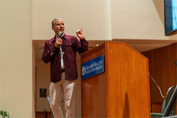 Anton Treuer delivers his message in Cook Dewitt Center on Oct. 28. 