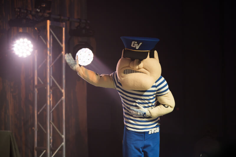 Louie the Laker on stage