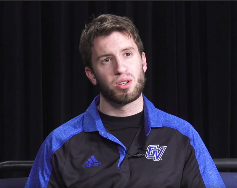 student talking to camera