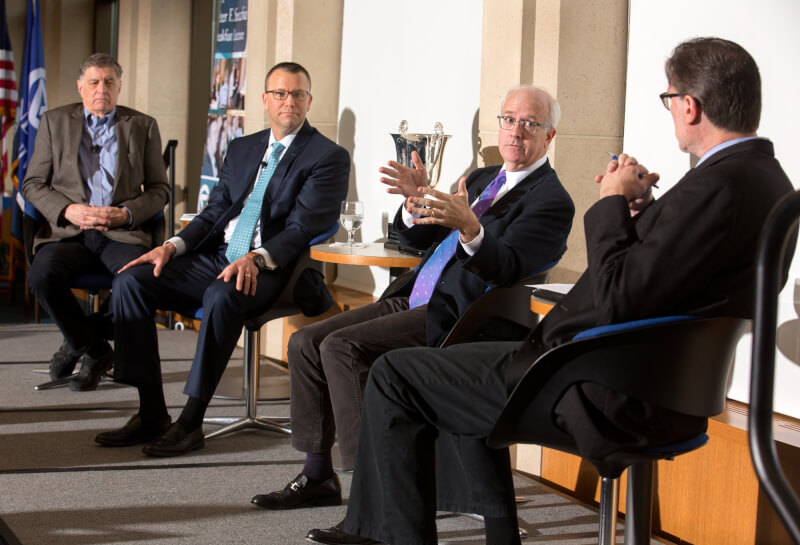 Three business leaders discussed how automation is changing the workplace during the Peter F. Secchia Breakfast Lecture March 21.