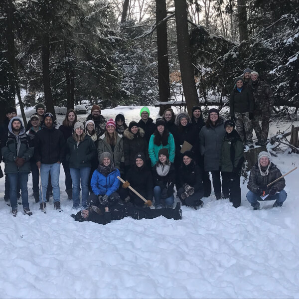 Students enrolled in a forest ecosystem management class through Grand Valley's natural resources management program collected and analyzed forest vegetation data in Duncan Woods and Mulligan's Hollow.