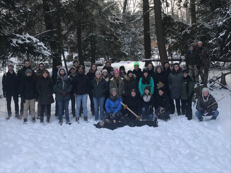 Students enrolled in a forest ecosystem management class through Grand Valley's natural resources management program collected and analyzed forest vegetation data in Duncan Woods and Mulligan's Hollow.