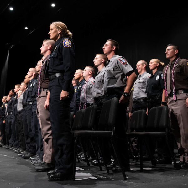 Forty-eight police academy recruits graduated August 15 from the Grand Valley State University Police Academy.
