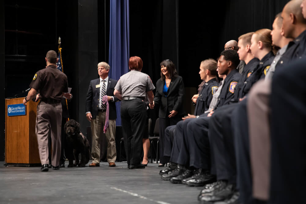 Forty-eight police academy recruits graduated August 15 from the Grand Valley State University Police Academy.