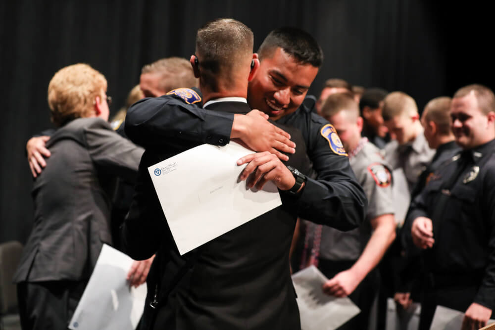 Forty-eight police academy recruits graduated August 15 from the Grand Valley State University Police Academy.