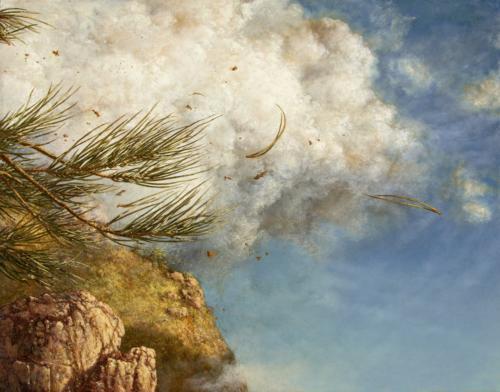"Detail of Passing Storm, Black Hills, South Dakota by Ed Wong-Ligda," oil on canvas, 2011