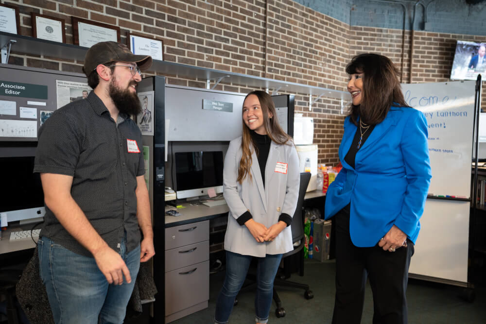 President Philomena V. Mantella with Grand Valley Lanthorn Staff