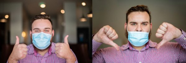 Student properly wearing a face covering.