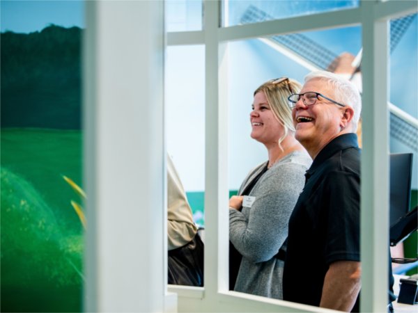 Guests at Little Red Dentistry observe the artwork of Paul Yu, Lara Hinze and Rylan Bernhardt