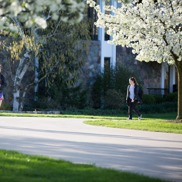 Student walking on campus