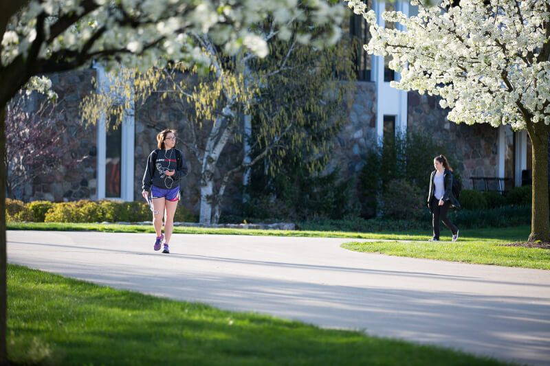 Student walking on campus
