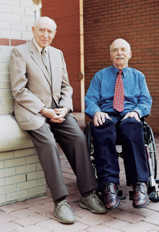 Joseph Stevens (left) with Professor Emeritus William Baum (right) in 2001.