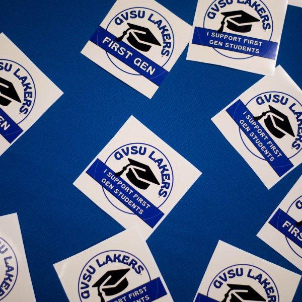 stickers that read I support First-generation students GVSU