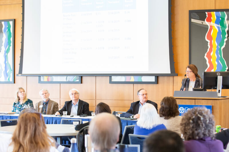 Grand Valley experts told the audience at a March 29 meeting that results from indoor air quality tests at select buildings on the Pew Grand Rapids Campus were found to be safe.