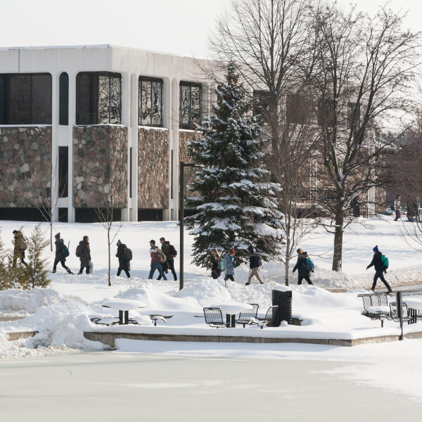 The campus building schedule for the semester's end is posted.