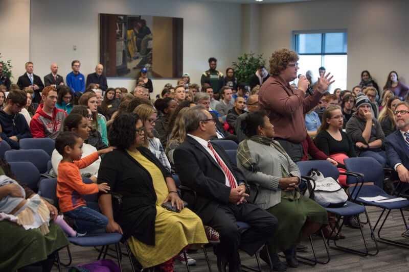 Students had a chance to ask President Remengesau questions during his presentation.