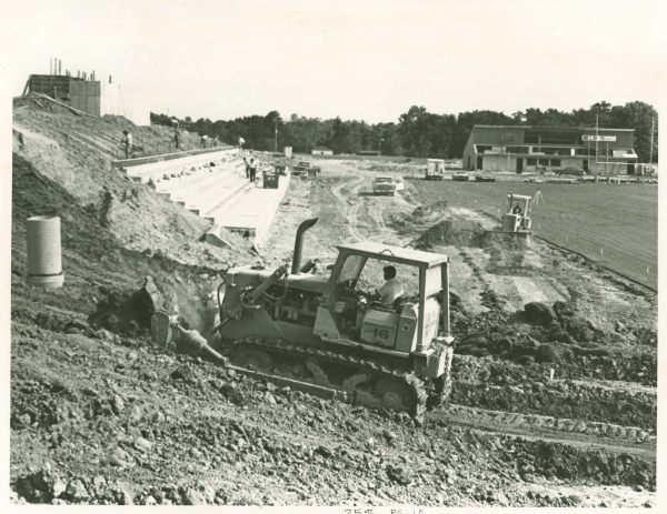 Construction on Lubbers Stadium in late 1970s