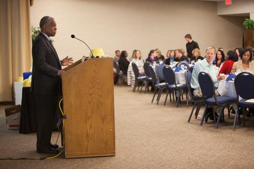 James Moyer was the keynote speaker at the 2013 AP Luncheon. Nominate someone for an AP award by visiting www.gvsu.edu/ap/awards.