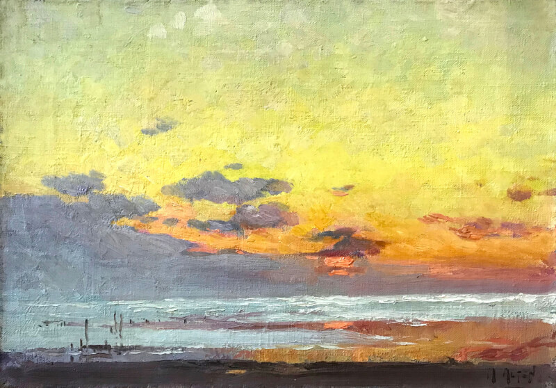 "Sunset, Lake Michigan" was one of six Alten paintings recently gifted to Grand Valley by Anita Gilleo.