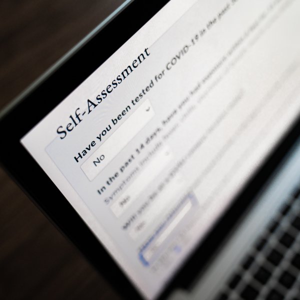 Photo of computer screen showing self-assessment page.