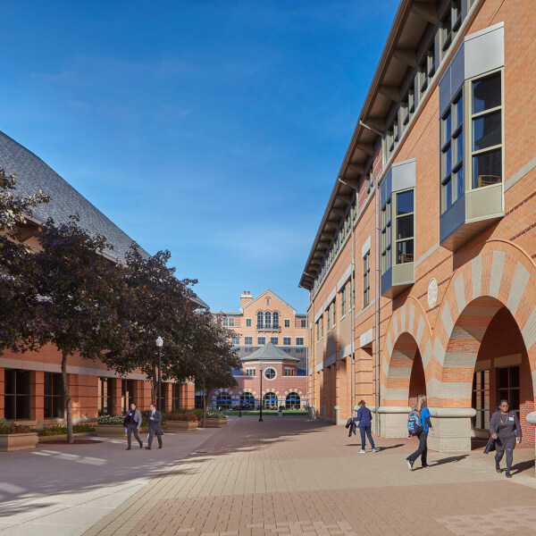 photo of DeVos Center, students walking
