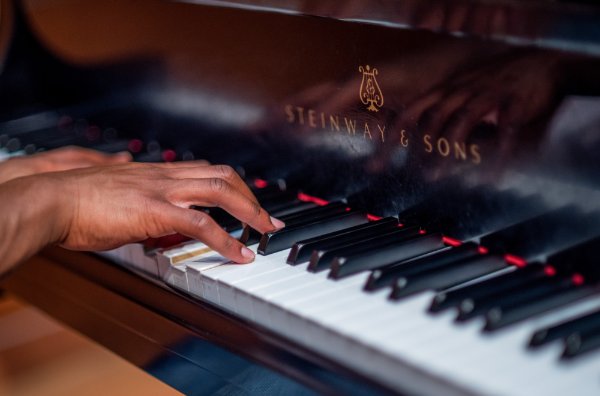 A person playing a piano