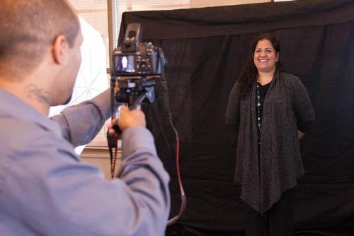 Nazlhy Heredia poses for a portrait for a project, 'Tengo El Pueblo En Mi Corazón: Latino Civil Rights and Community,' on exhibit at the Cook Library Center from September 23-October 18.
