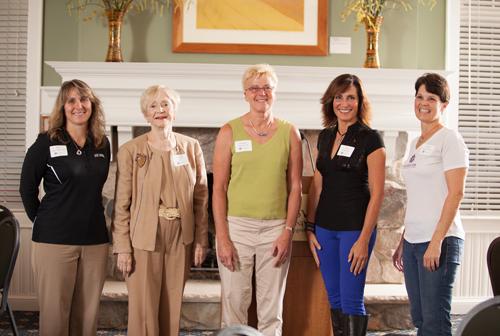 The Celebration of Women in Sport and Physical Activity honorees are pictured, from left, Shari Bartz-Smith, Pat Oldt, Claudette Charney, Cari Draft and Wendy Burns-Ardolino. Missing is Joanna Kitlinski.