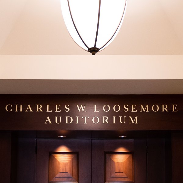 The outside of the Charles W. Loosemore Auditorium