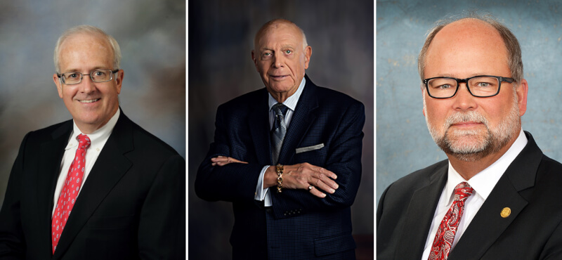 three head shots: John C. Kennedy, Raleigh J. Finkelstein and Arlan B. Meekhof 