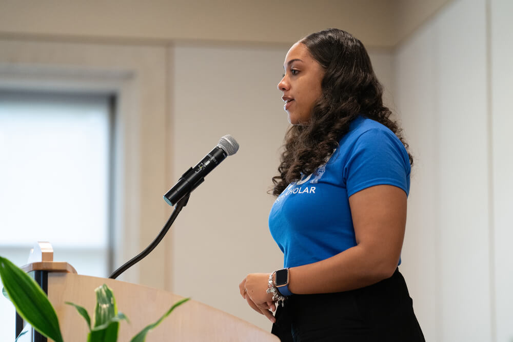 woman at podium