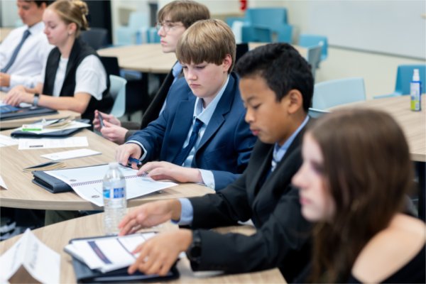 Students participating in the Hauenstein Center's Future Presidents of America camp work on an exercise.