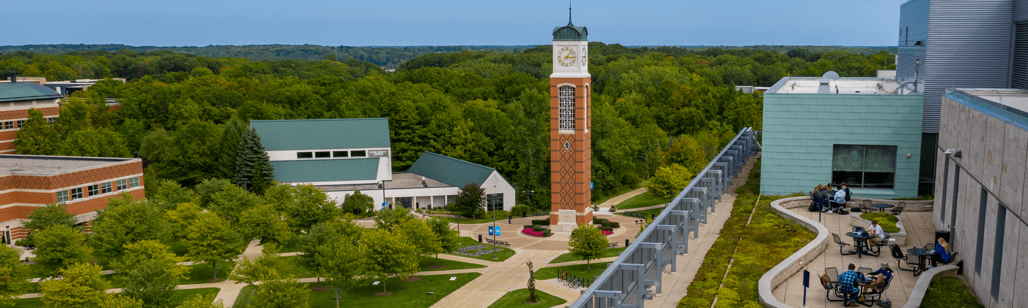 Photo of the Cook Carillon Clock Tower on the Allendale campus.