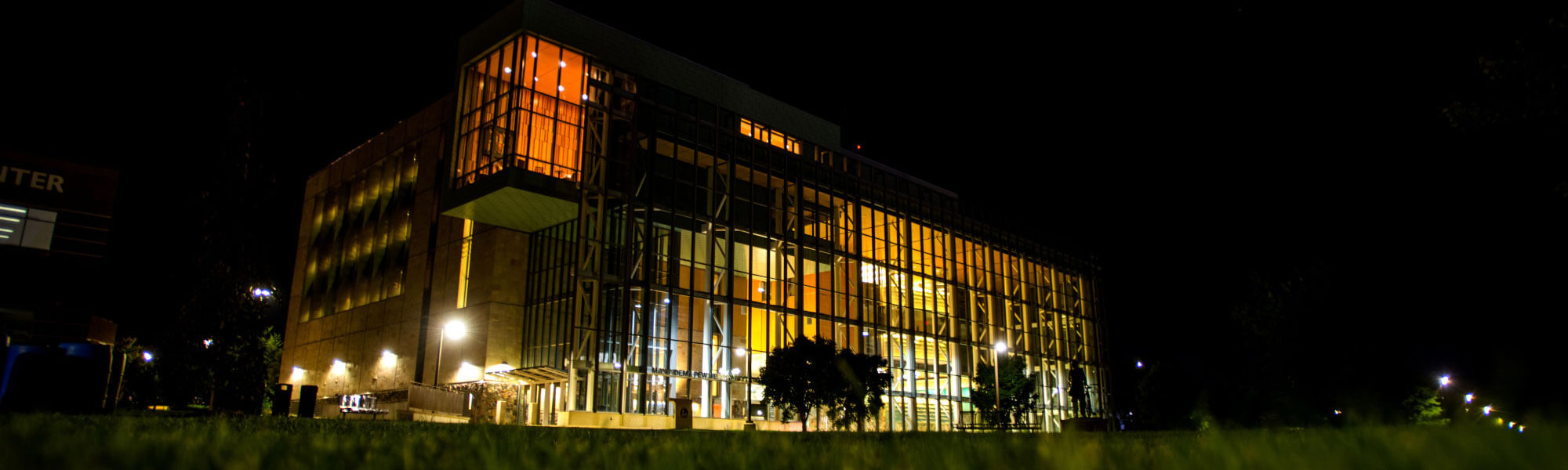 Library at night.