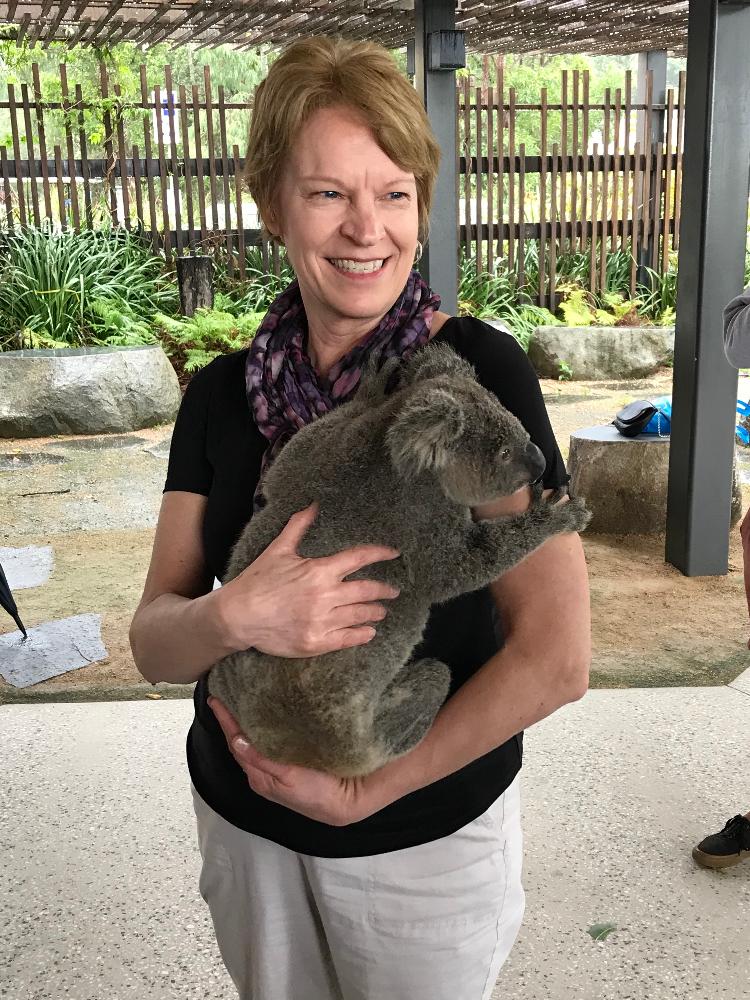 Barb Blankemeier with a koala